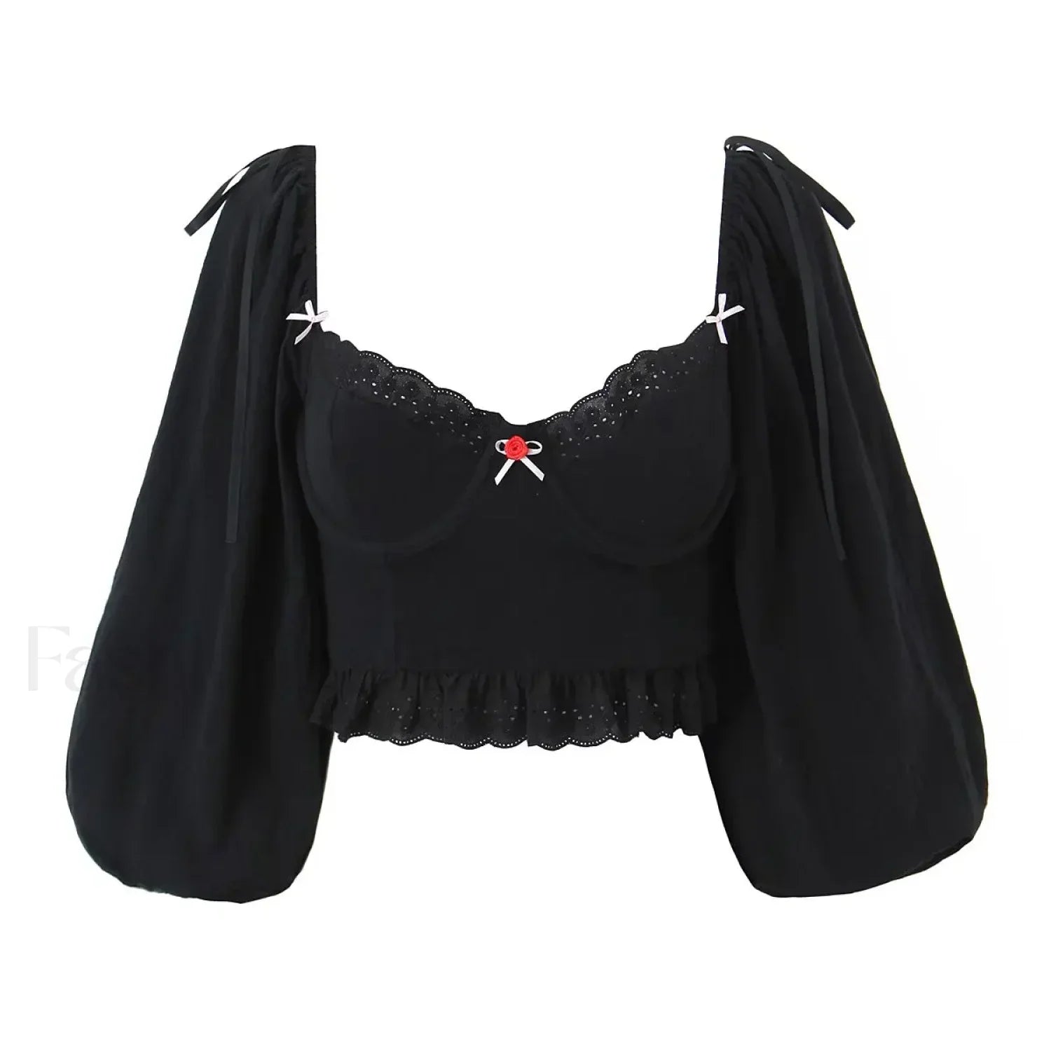 Black Wire Corset Cross Bandage Backless Cropped Tops Blouse