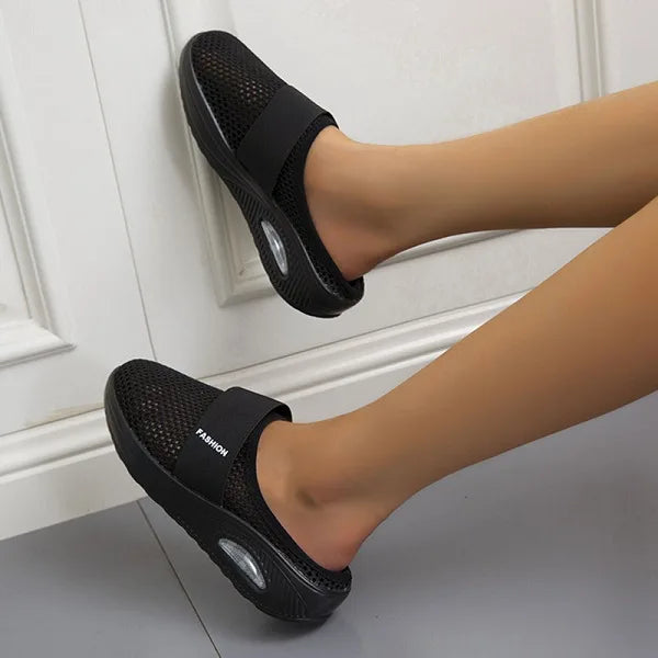 Mesh Slip On Air Cushion Platform Mule Sneakers