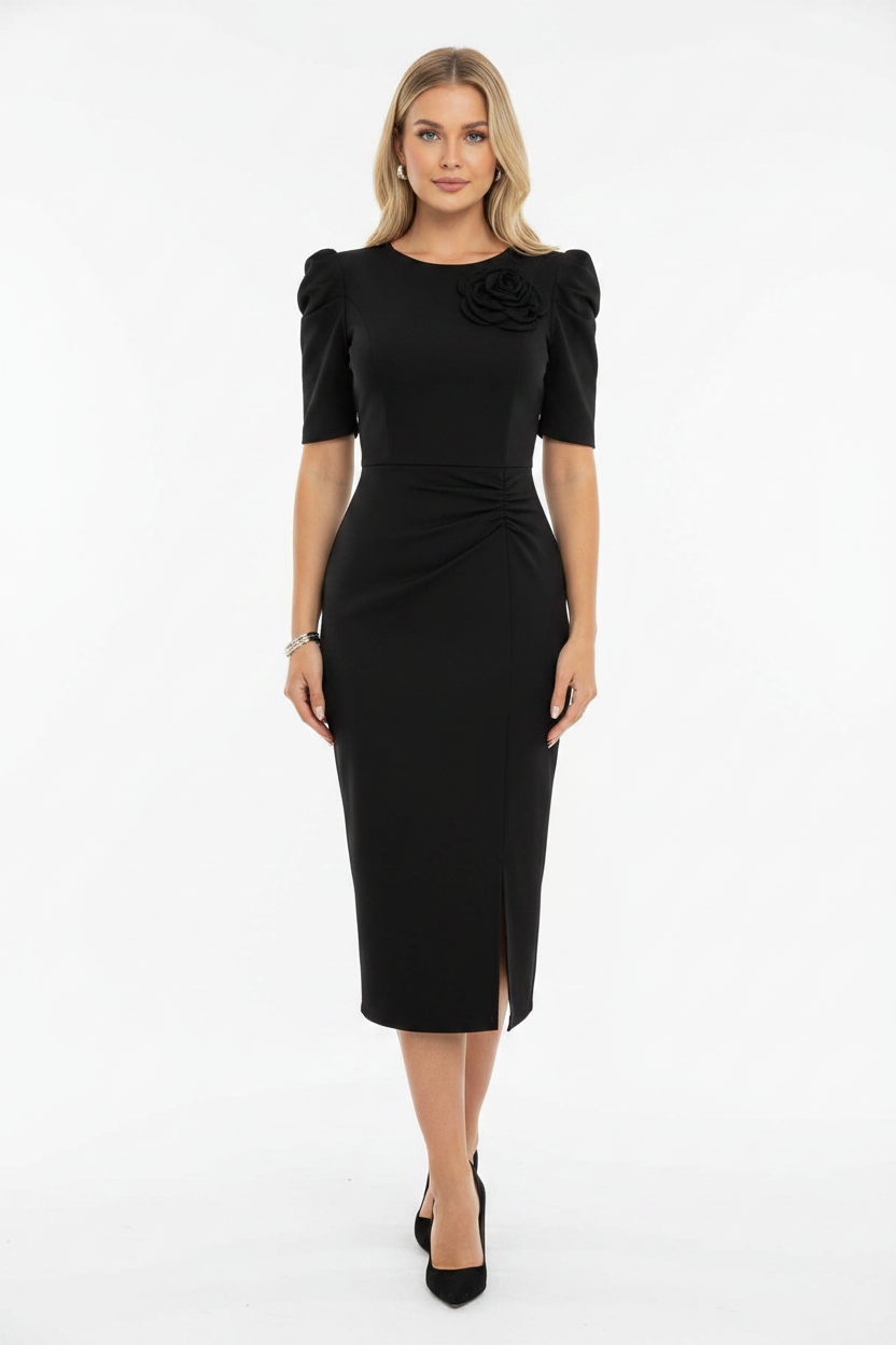 Chic Floral Bodycon Cocktail Dress with Elegant Fit and Stretch Fabric - Jamota