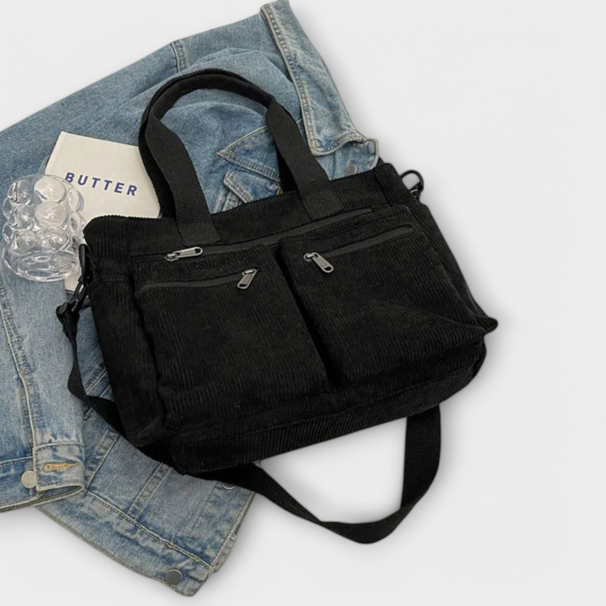 Corduroy Multi Pocket Tote Bag