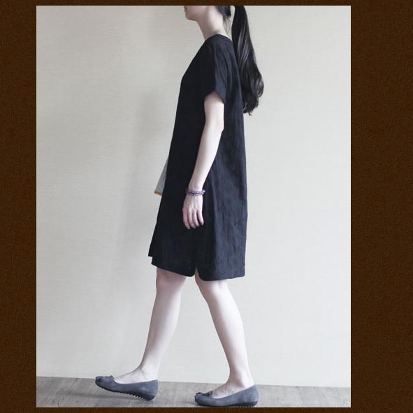 black Cotton summer dress oversize shift sundress