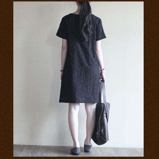 black Cotton summer dress oversize shift sundress