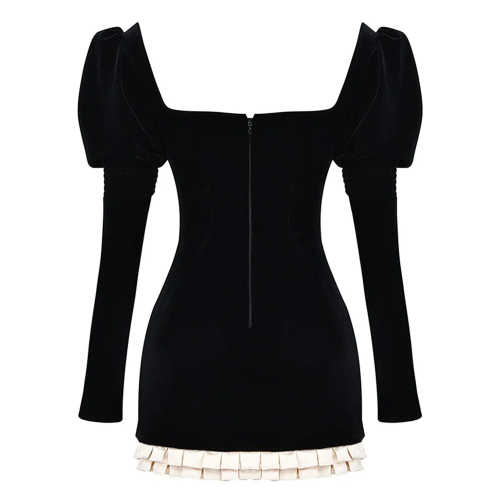French Maid Ruched Velvet Mini Dress - View 3