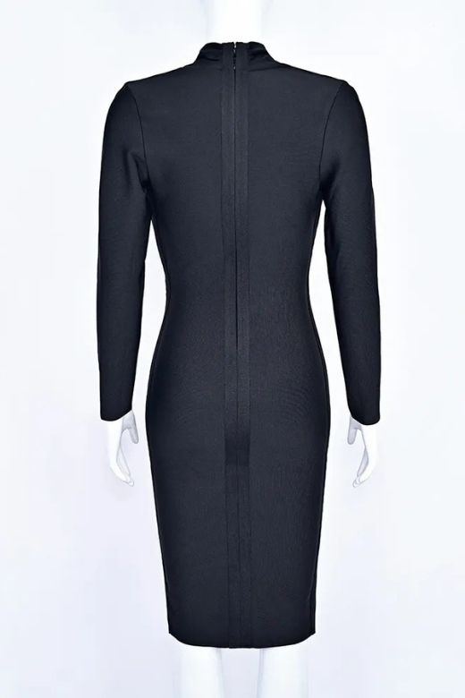 Blaire Long Sleeve Bandage Dress - Classic Black