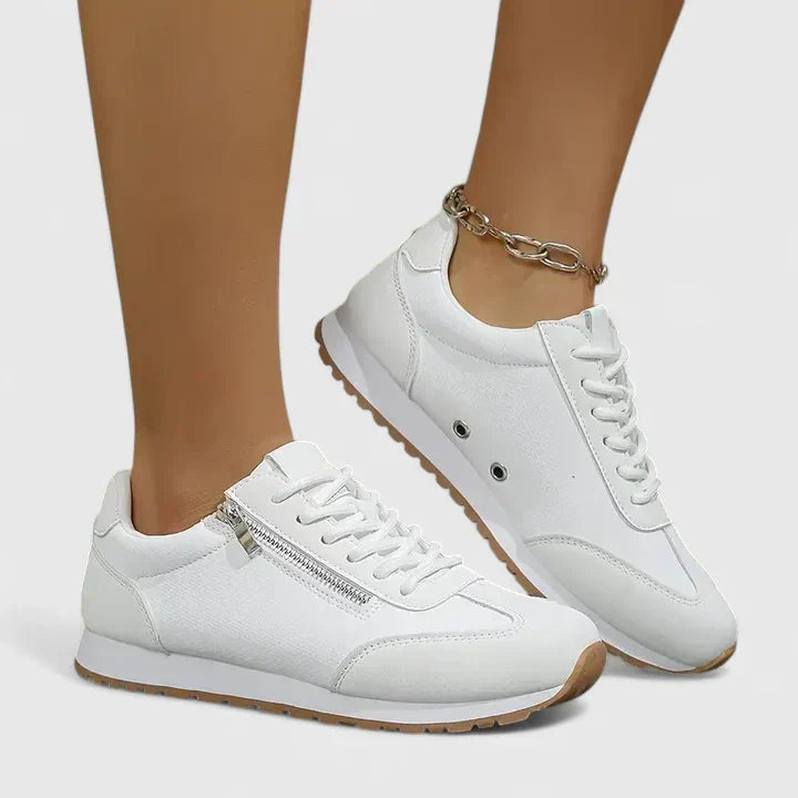 Lace Up Side Zip Panel Sneakers