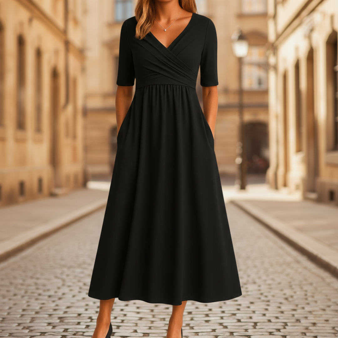 V-Neck Short Sleeve Wrap Midi Dress 5