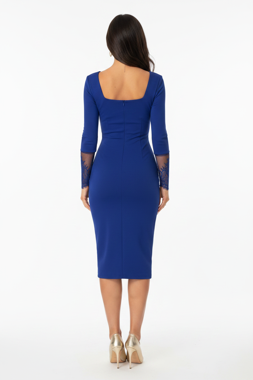 Elegant Chic Evening Dress with Lace Details and Flattering Fit