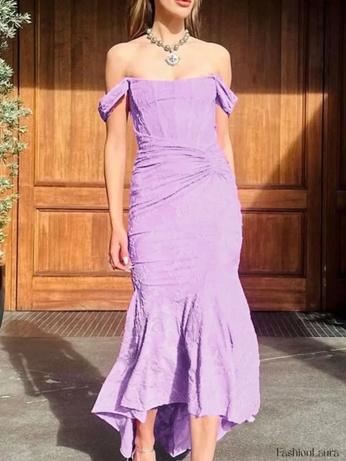 Blue Floral Gathered Maxi Dress