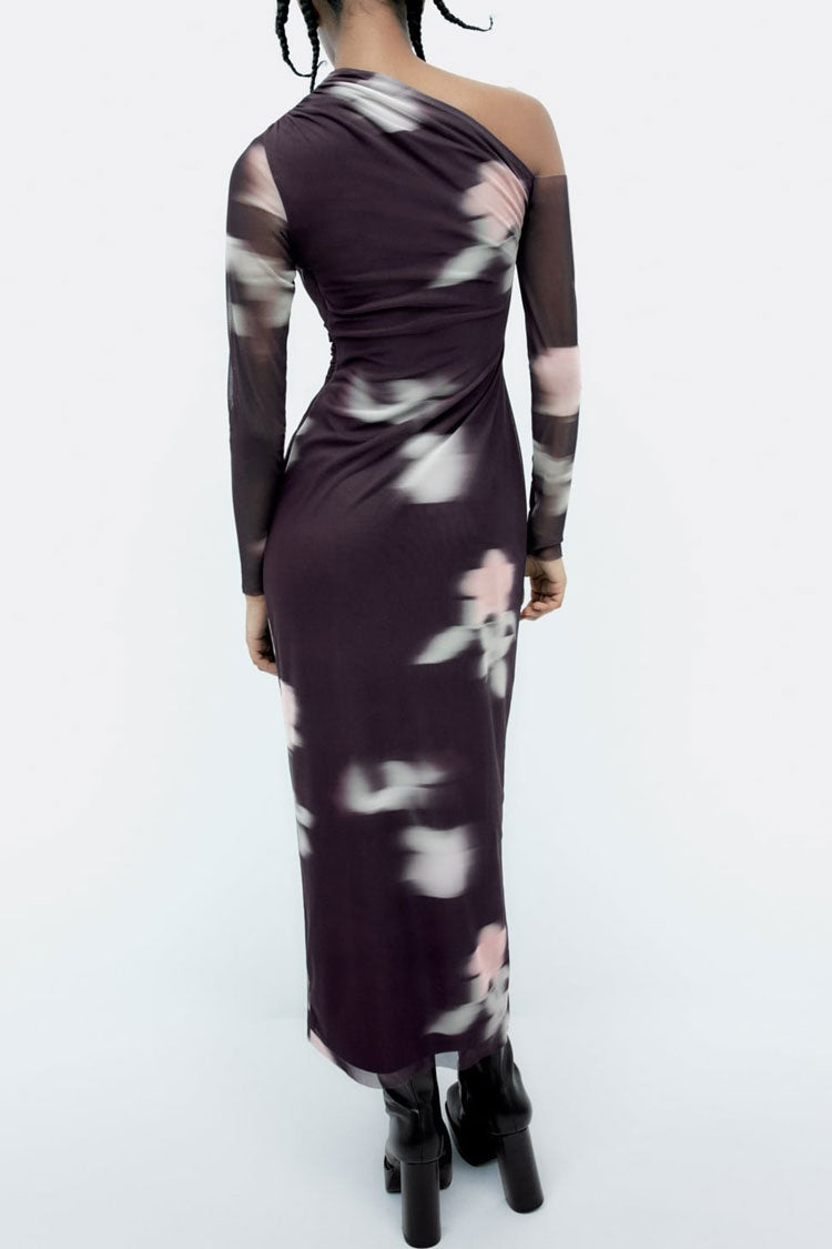 Mesh Long Sleeve Bodycon Maxi Dress