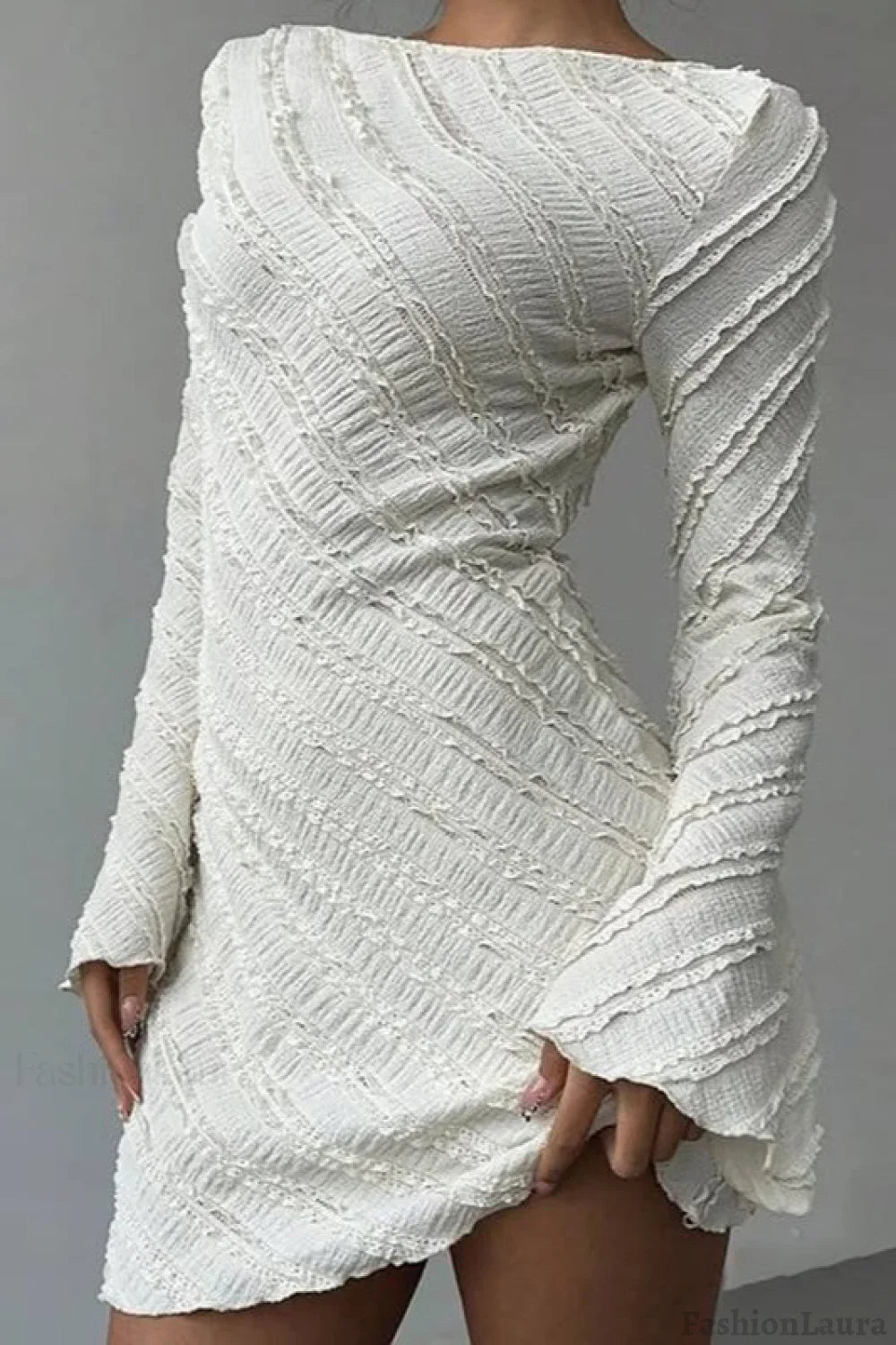 Boat Neck Backless A-Line Sweater Dress