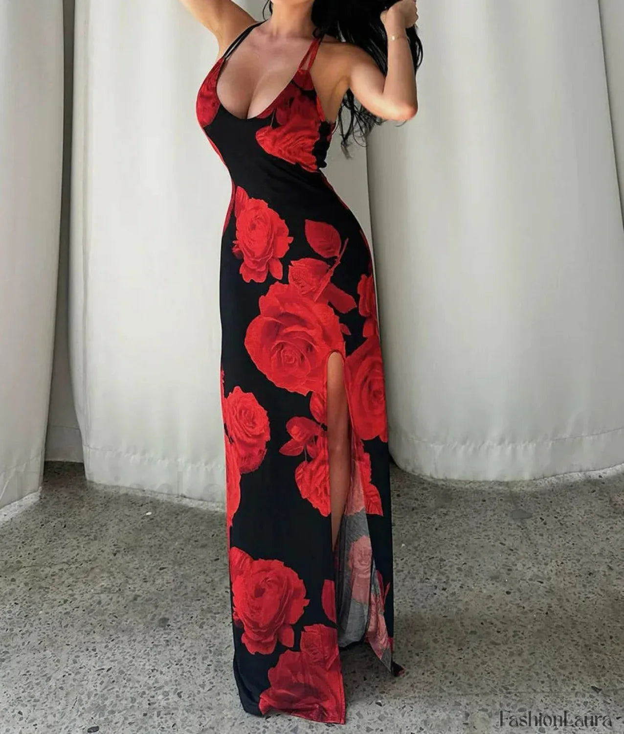 Body-Shaping Sleeveless Floral Dress