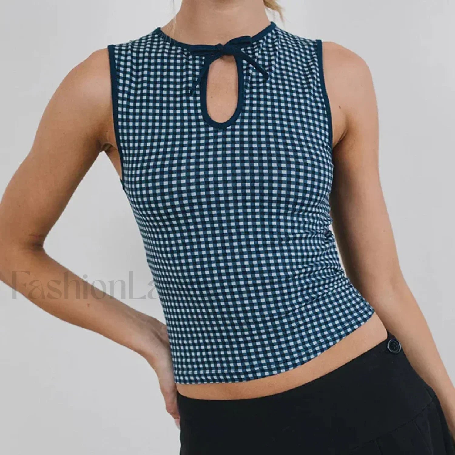 Bodycon Crew Neck Crop Top Blue / S