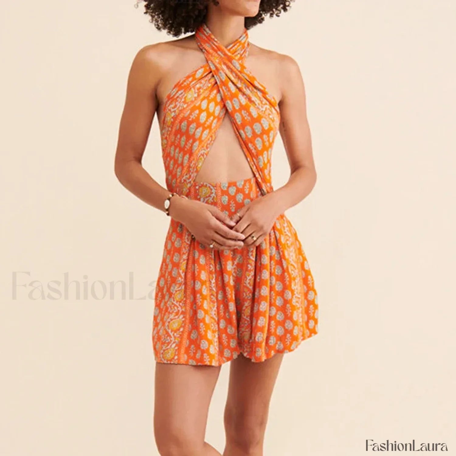 Bohemian Cross-Strap Floral Dress