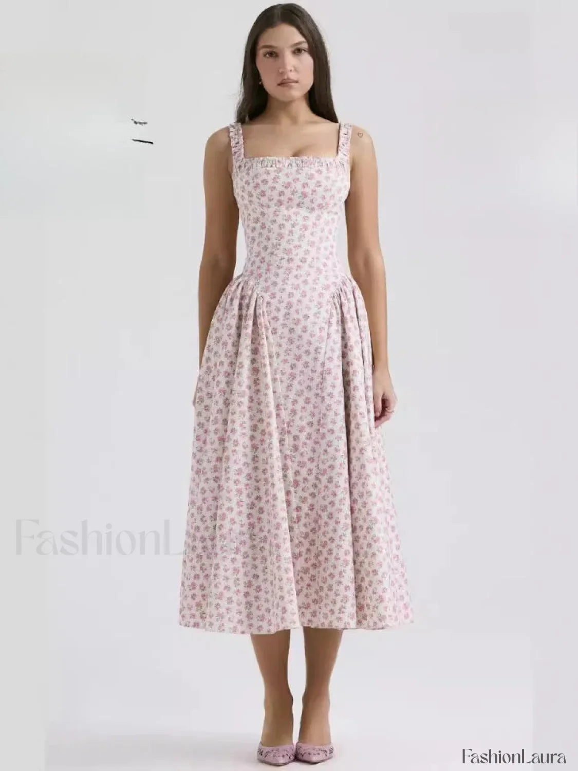 Bohemian Fragmented Flower Midi Dress