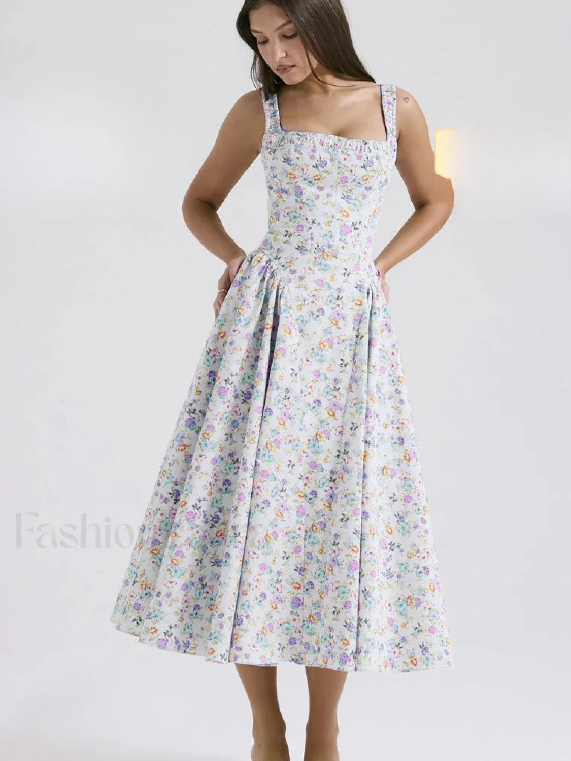 Bohemian Fragmented Flower Midi Dress
