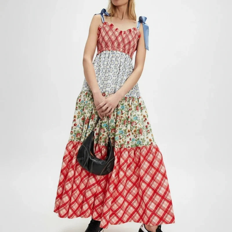 Floral Print Sweetheart Smocked Tiered Maxi Dress 8