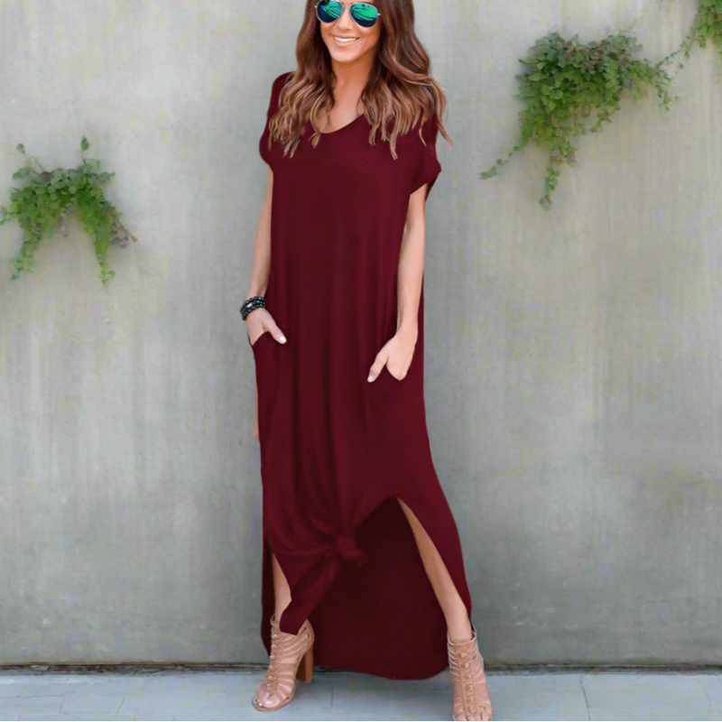 Short Sleeve Pocket Maxi Dress 6