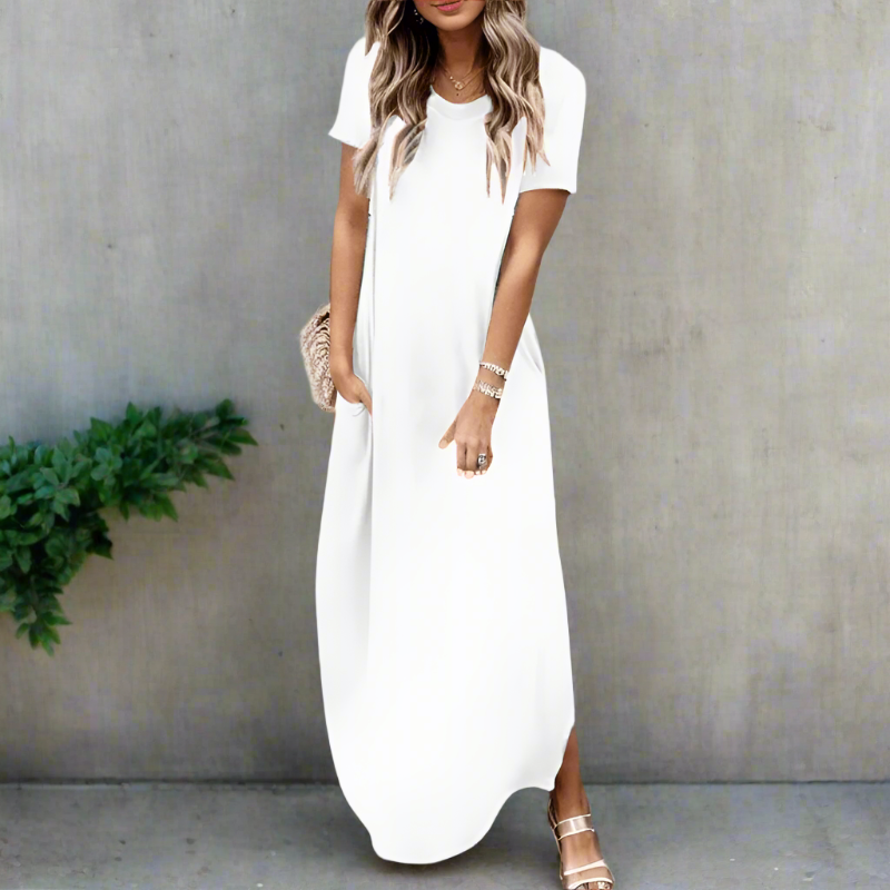 Short Sleeve Pocket Maxi Dress