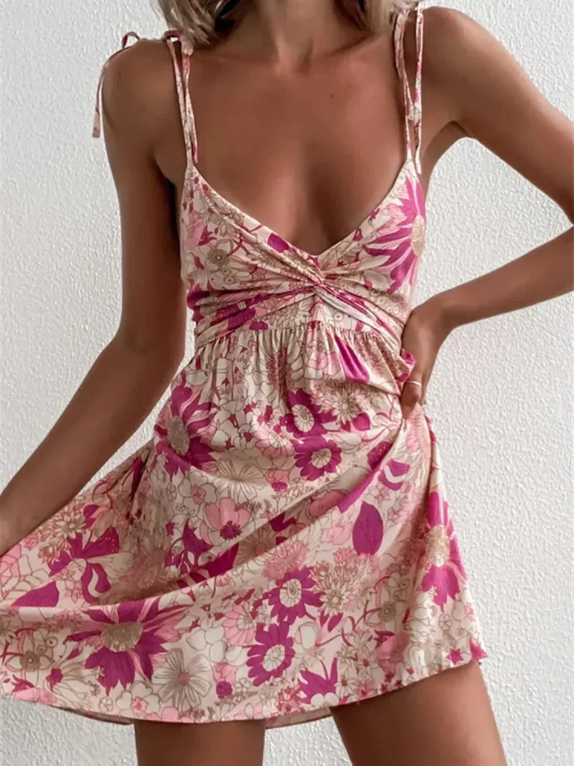 Boho Ruffle Backless Floral Dress
