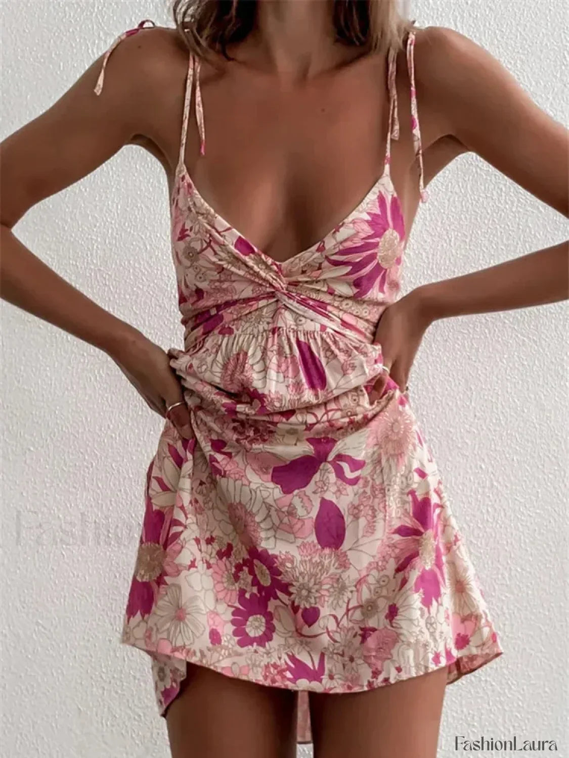 Boho Ruffle Backless Floral Dress