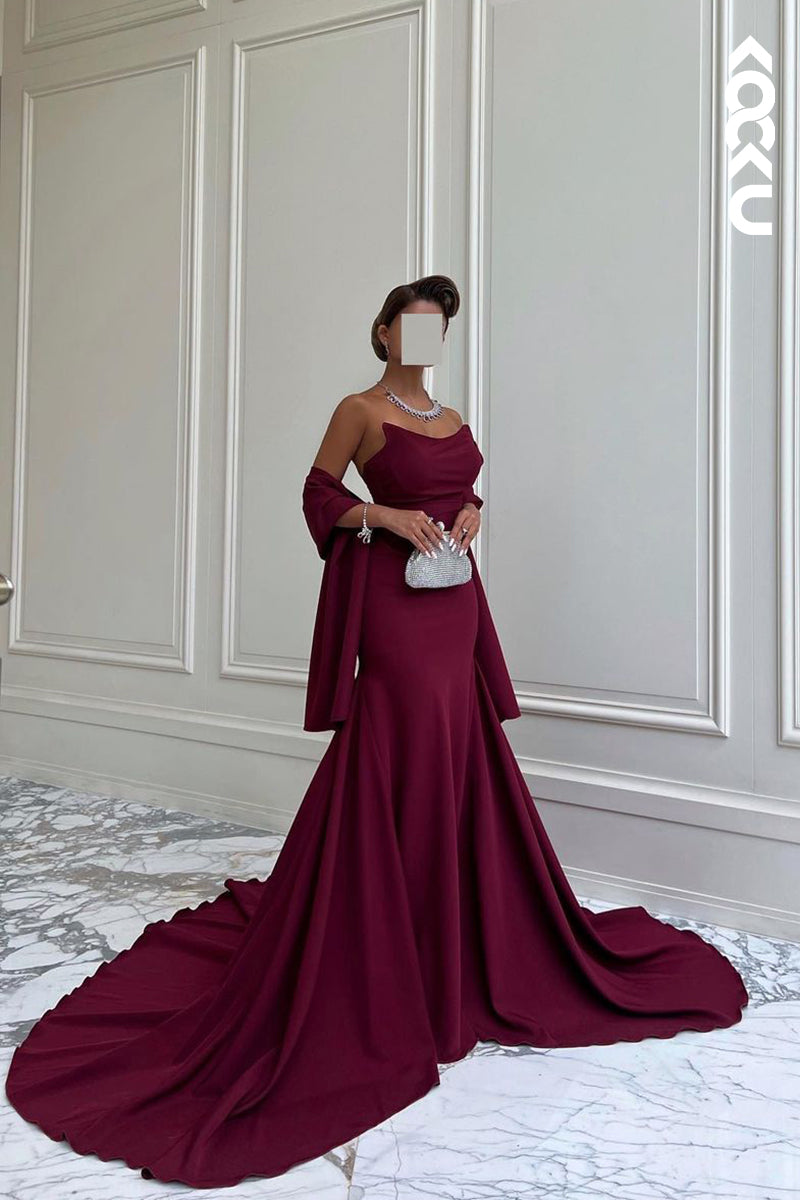 L1231 - Simple & Casual Scoop Sleeveless Mermaid Formal Party Prom Dress