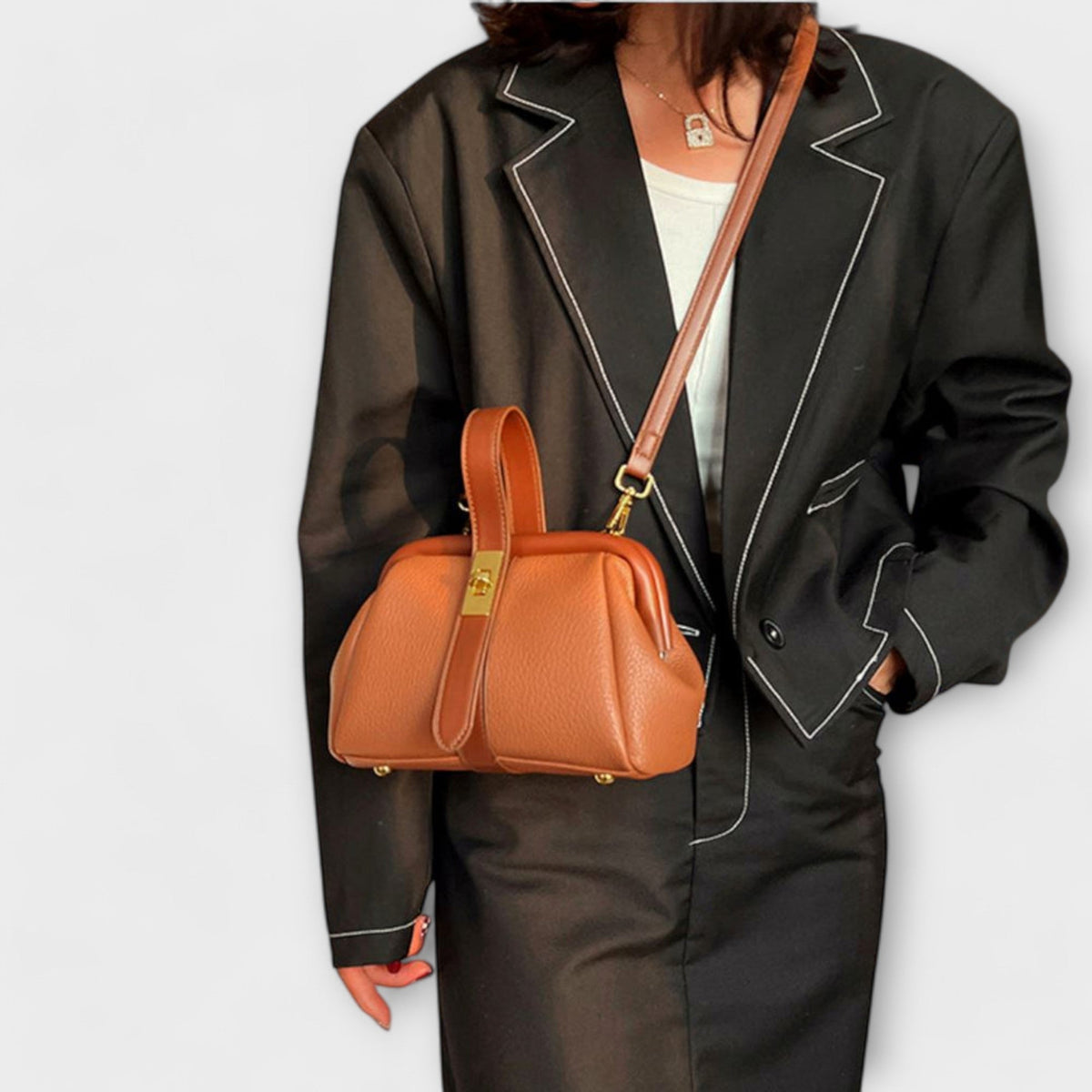 Twist Lock Frame Crossbody Bag