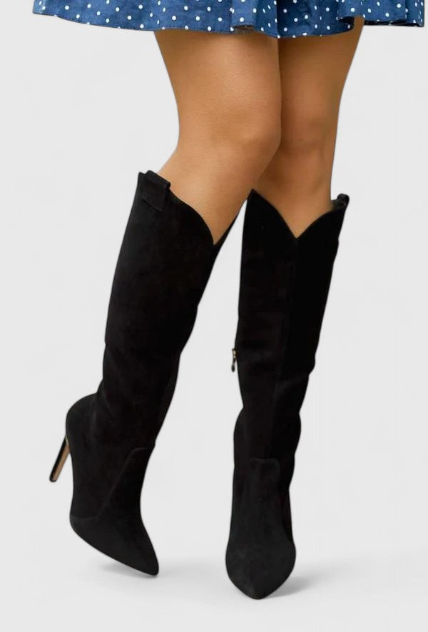 Pointed Toe Knee High Stiletto Heel Boots