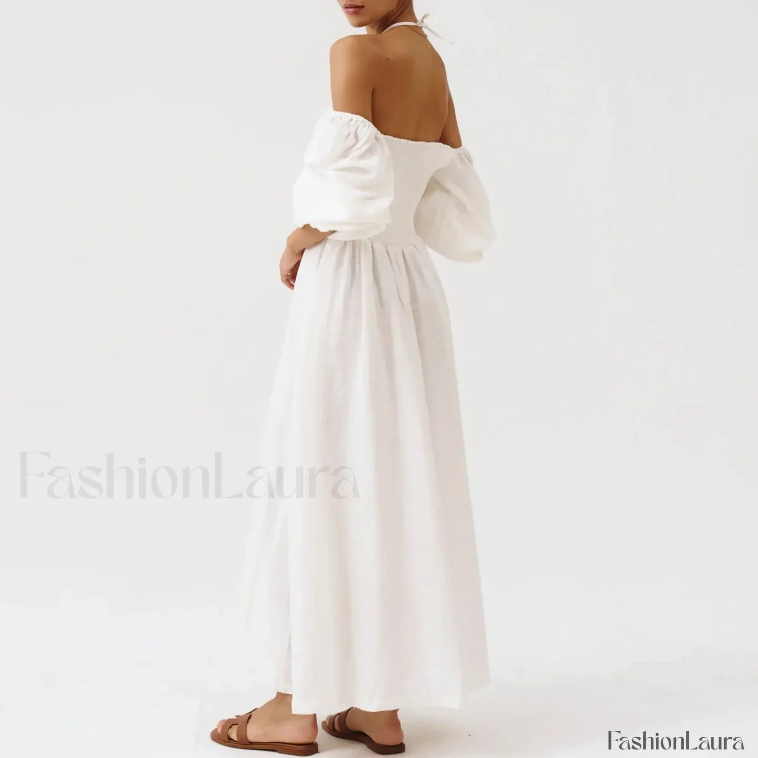 Bow-Front Smocked Midi Dress