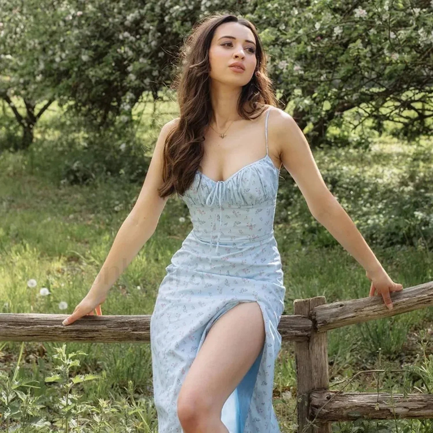 Bow Spaghetti Strap Floral Dress