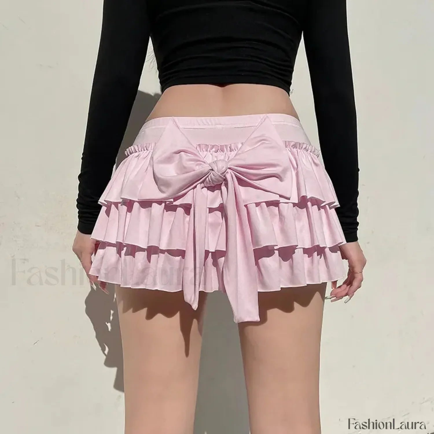 Bow Trim Low Waist Mini Skirt