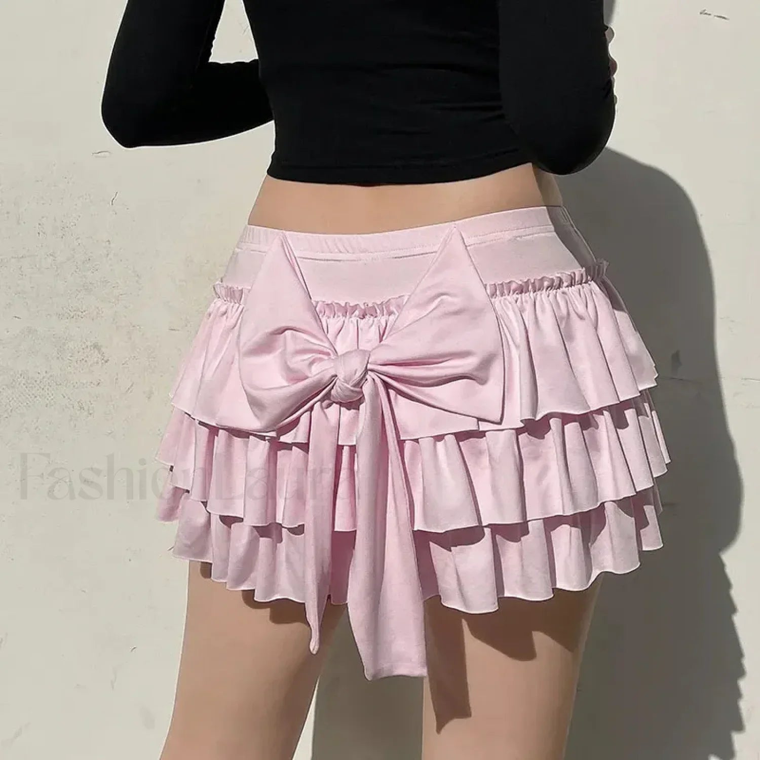 Bow Trim Low Waist Mini Skirt