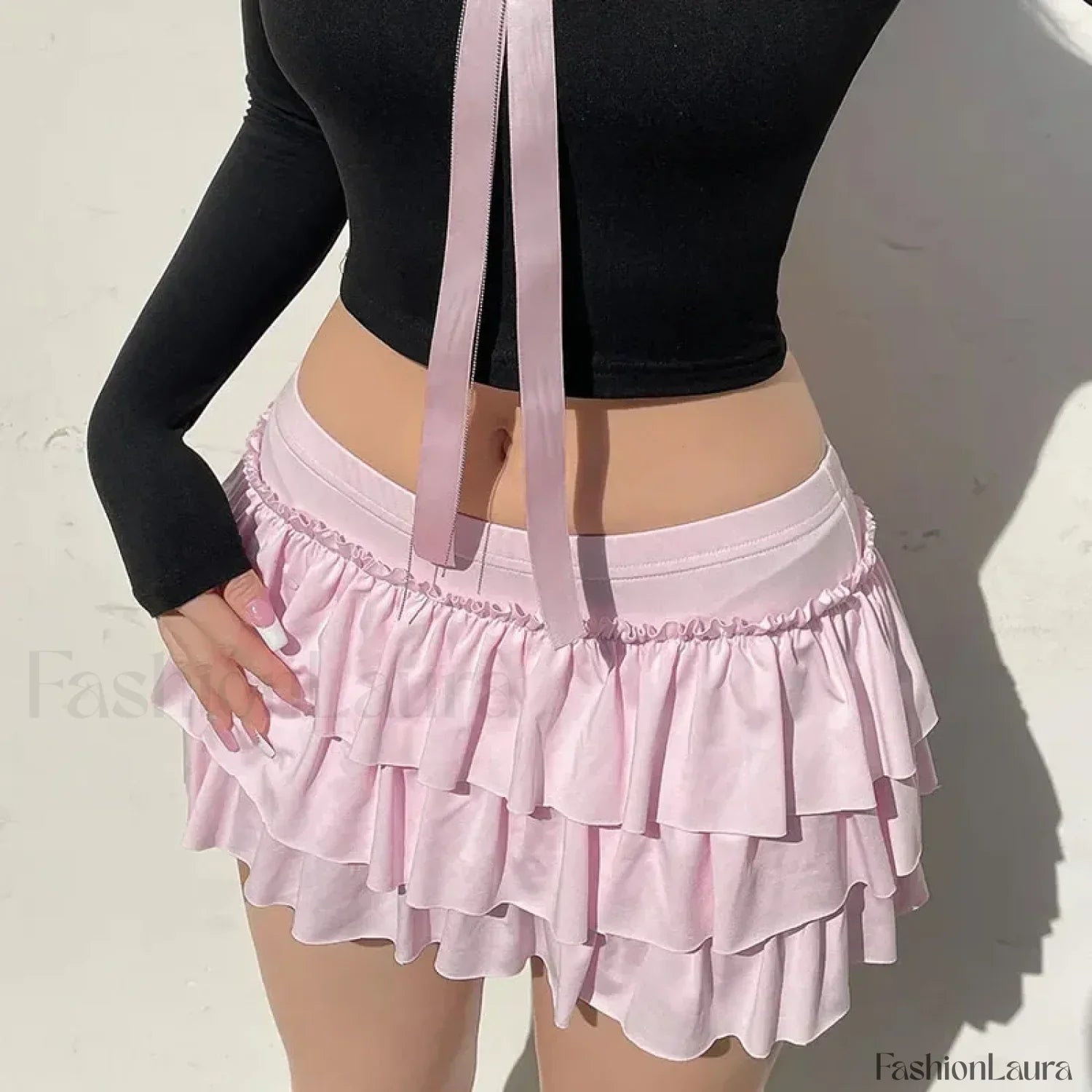 Bow Trim Low Waist Mini Skirt