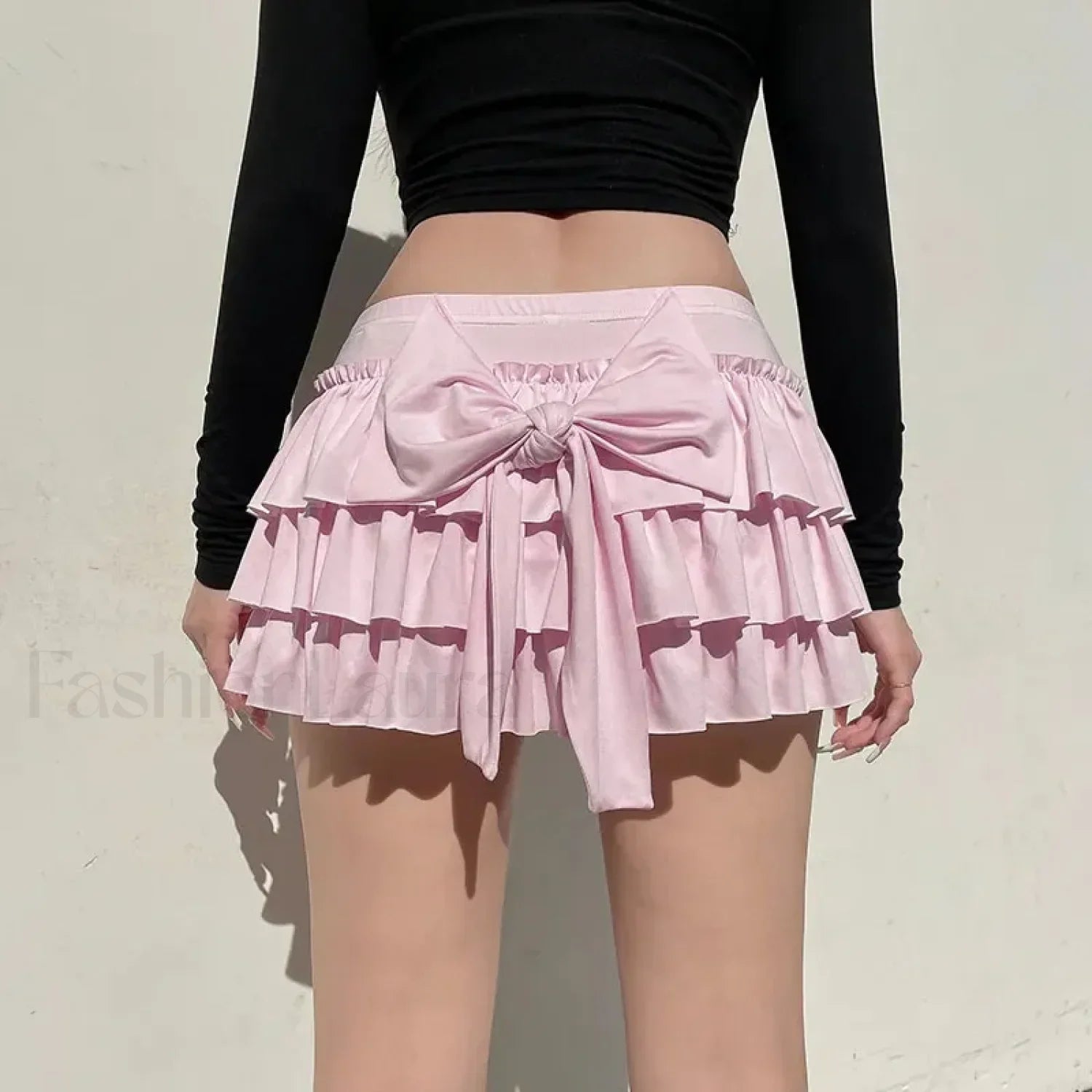 Bow Trim Low Waist Mini Skirt