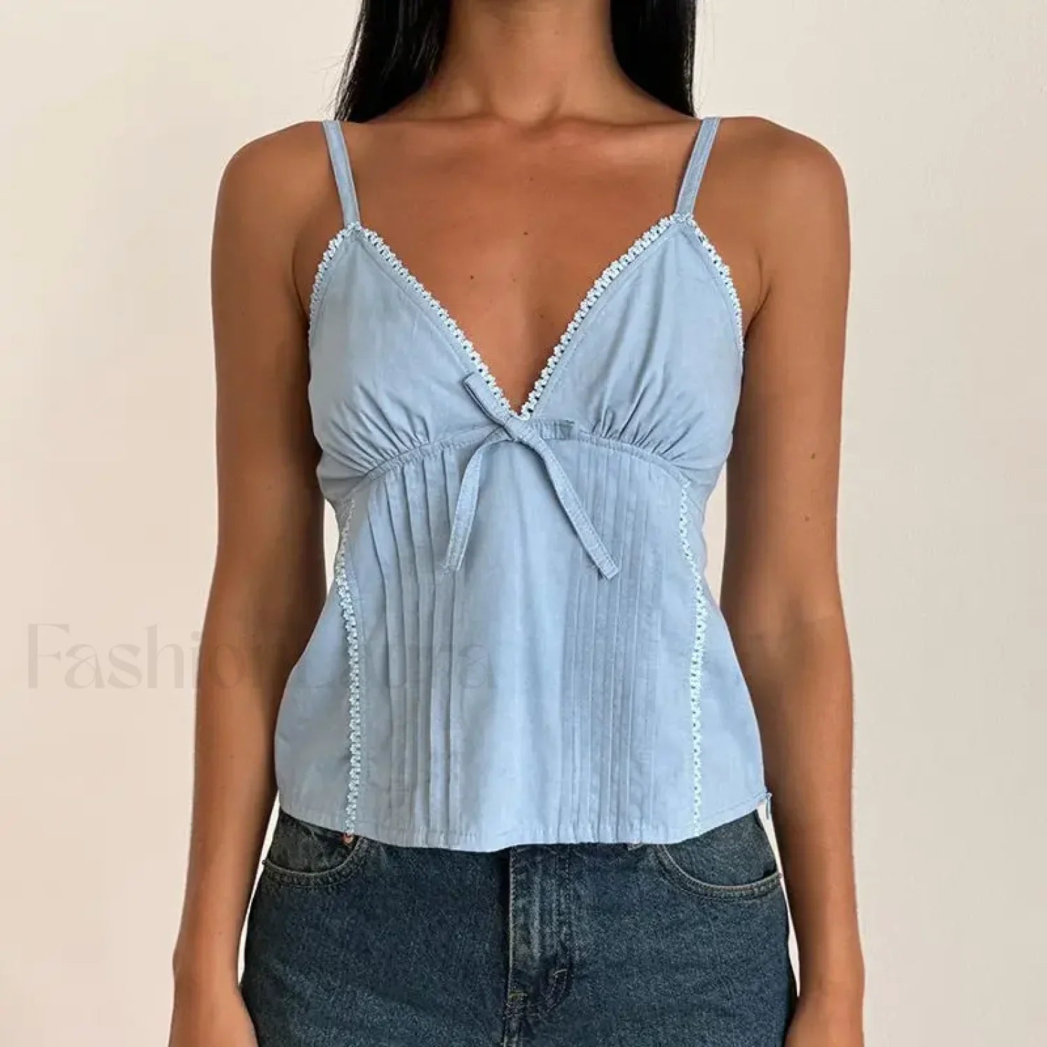 Bow V-Neck Adjustable Crop Top