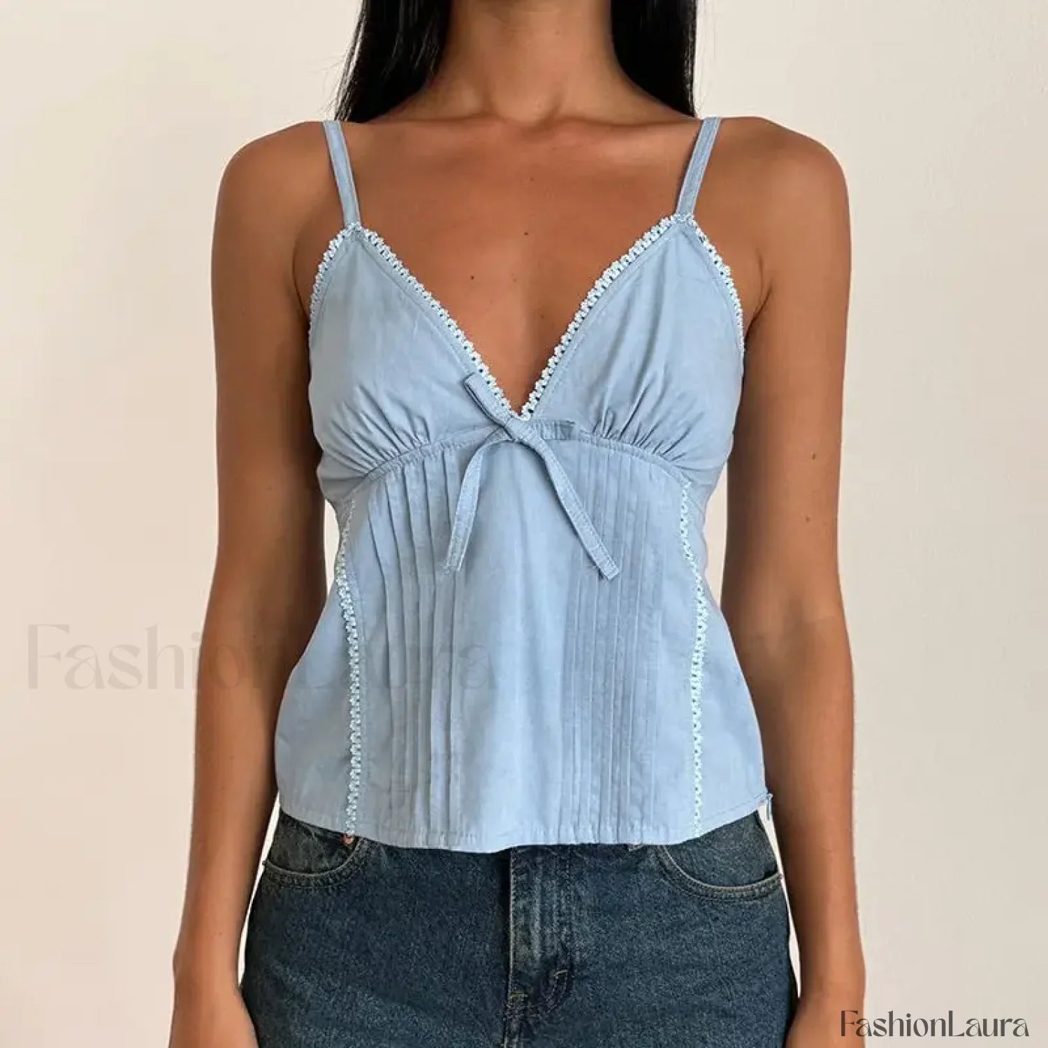 Bow V-Neck Adjustable Crop Top