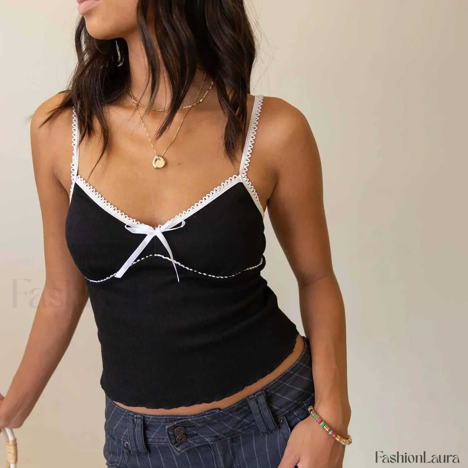 Bow V-Neck Club Crop Top