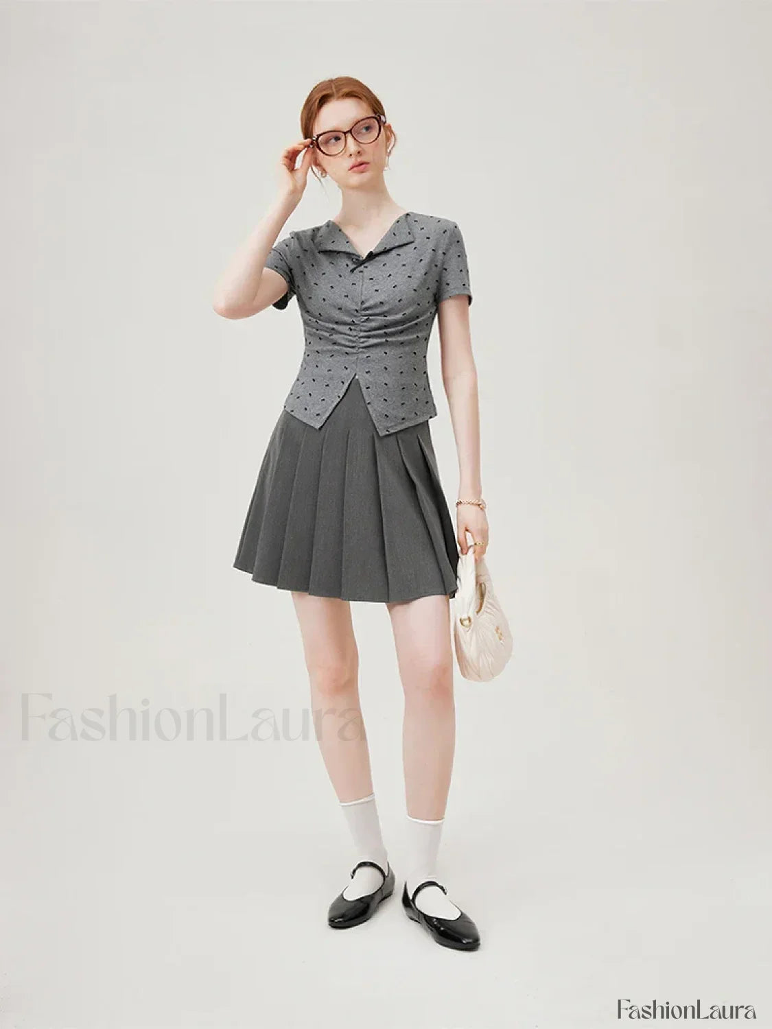 Bowknot Lapel Tight Knit Casual T-Shirt