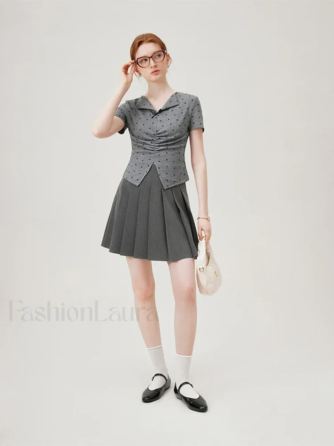 Bowknot Lapel Tight Knit Casual T-Shirt