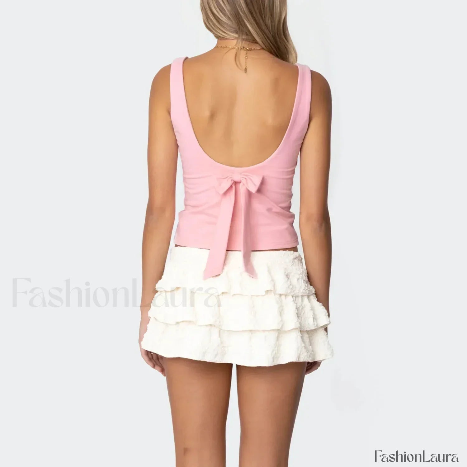 Bowknot Square-Back Crop Top
