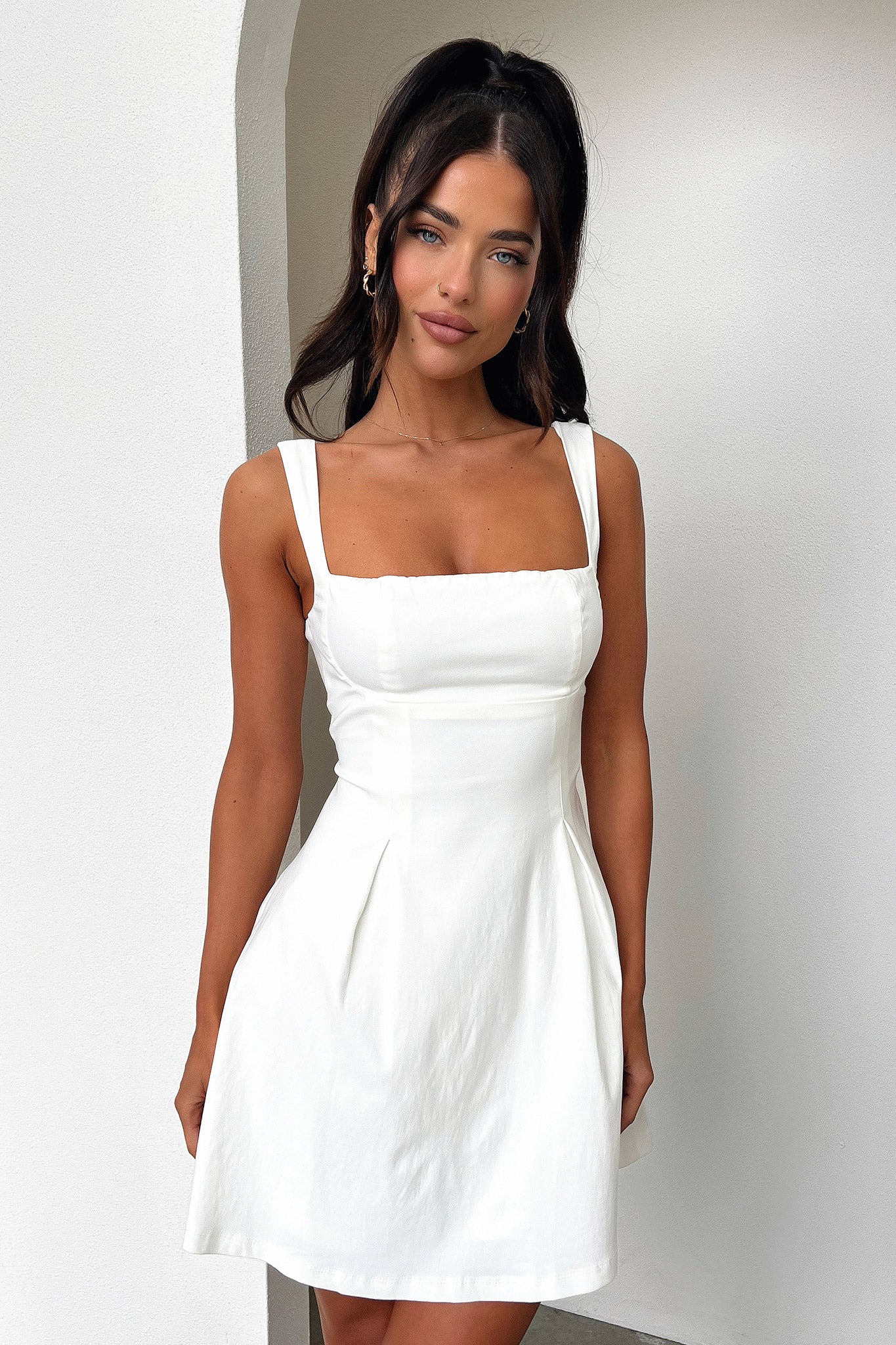 Square Neck Sleeveless Fit and Flare Mini Dress Summer 2