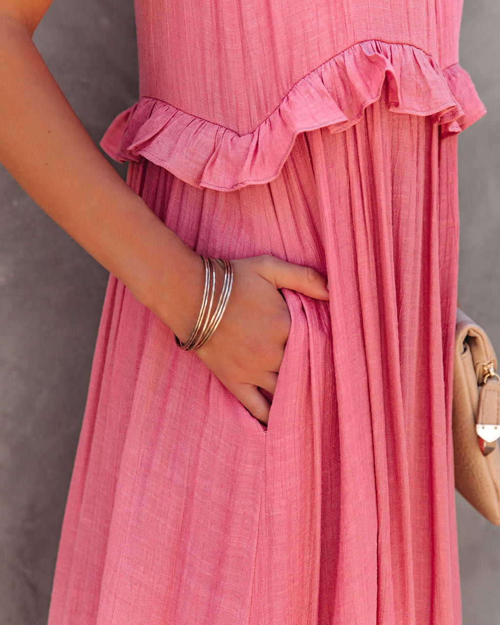 Brave Soul Pocketed Halter Maxi Dress Rosewood