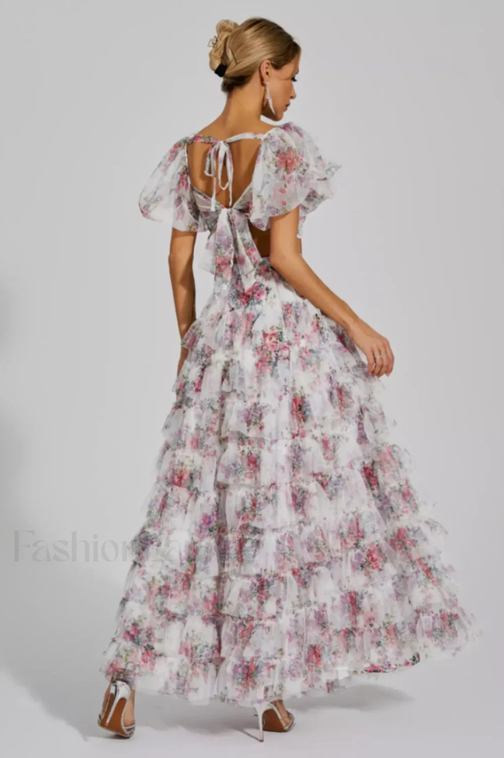 Braylee Purple Stylish Floral Ruched Set