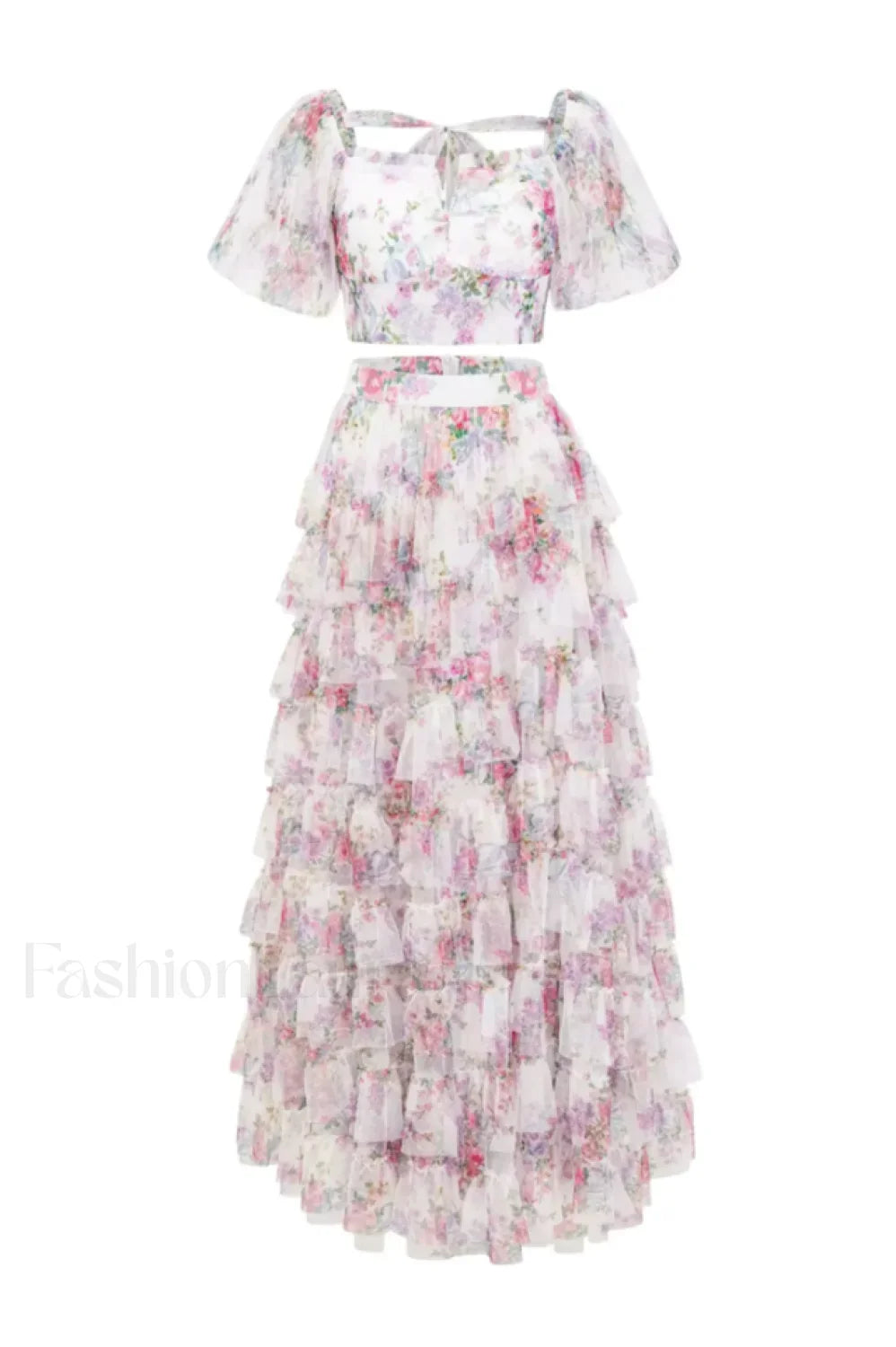 Braylee Purple Stylish Floral Ruched Set