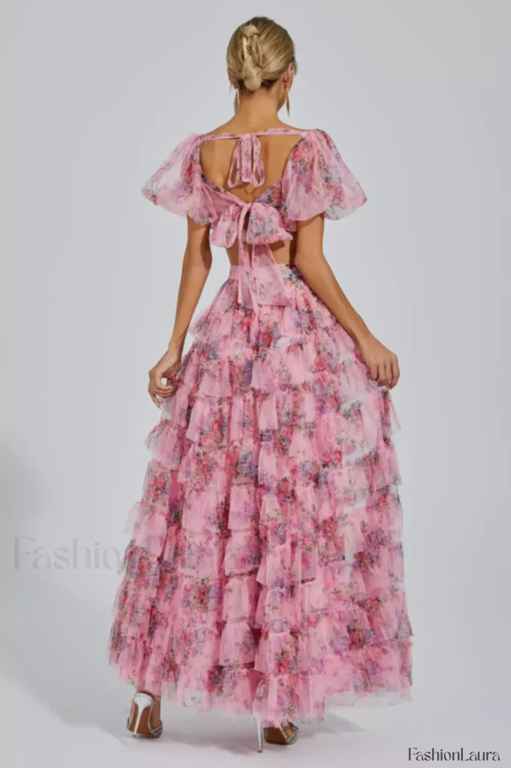 Braylee Purple Stylish Floral Ruched Set