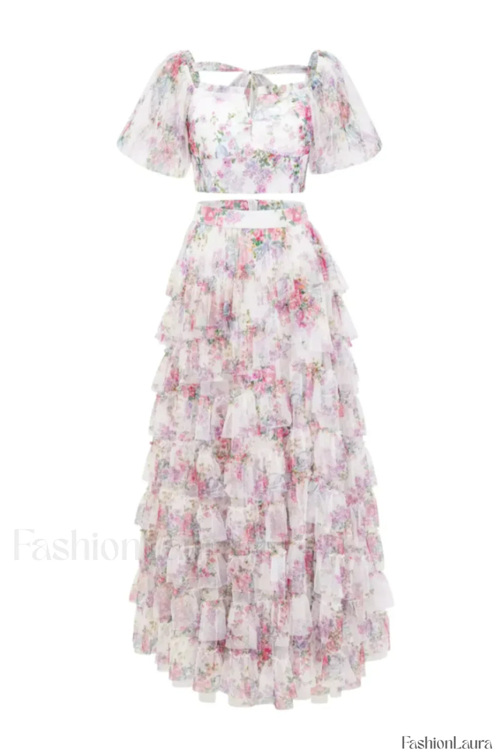 Braylee Purple Stylish Floral Ruched Set