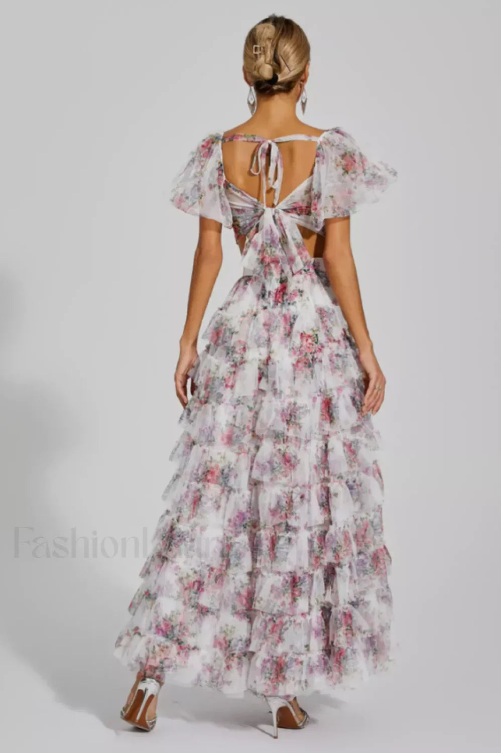 Braylee Purple Stylish Floral Ruched Set