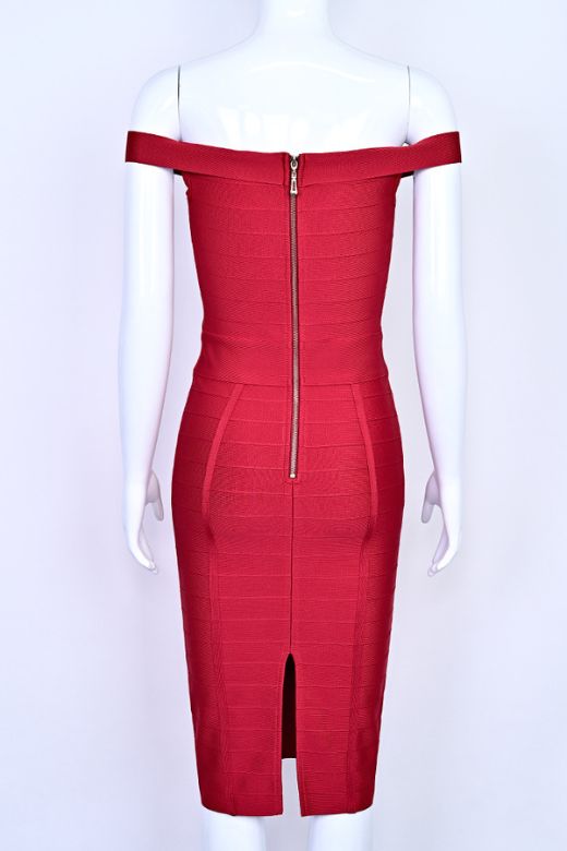 Breanna Bandage Dress - Chilli Red