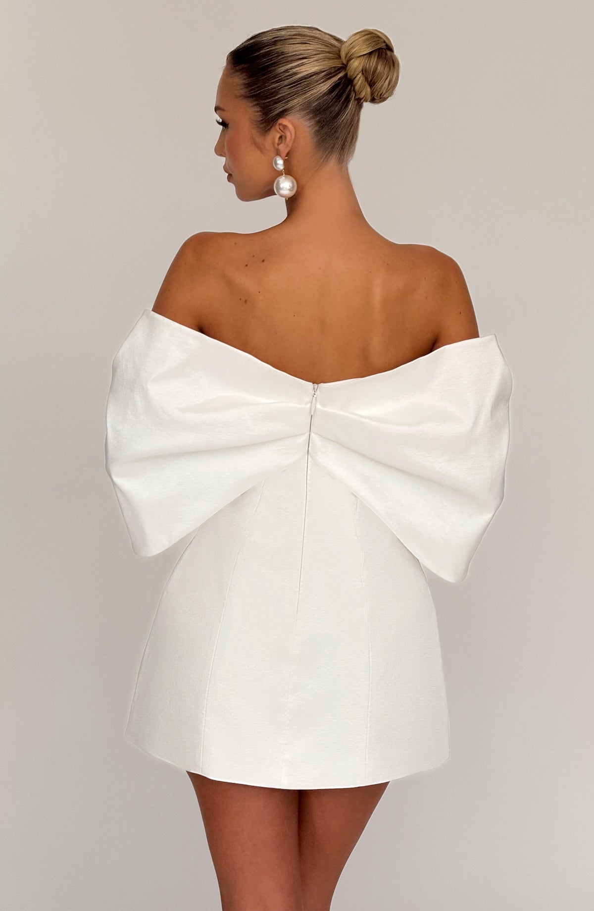 Off Shoulder Folded Bow Sleeve Fitted A-Line Mini Dress 3