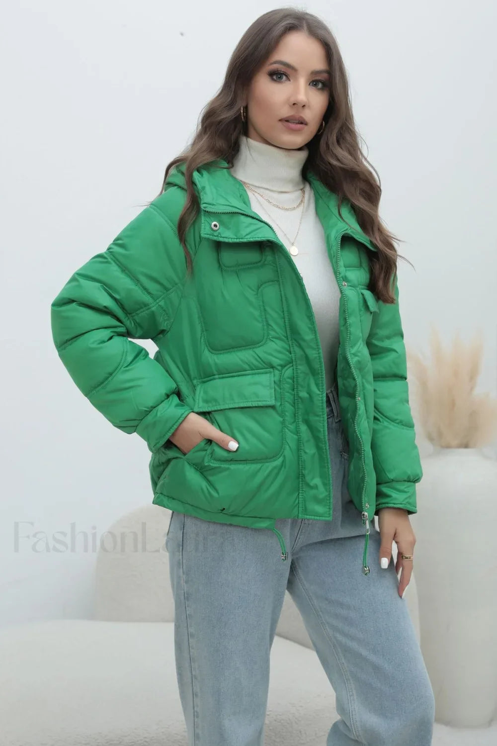 Bright Color Stand Collar Puffer Coat