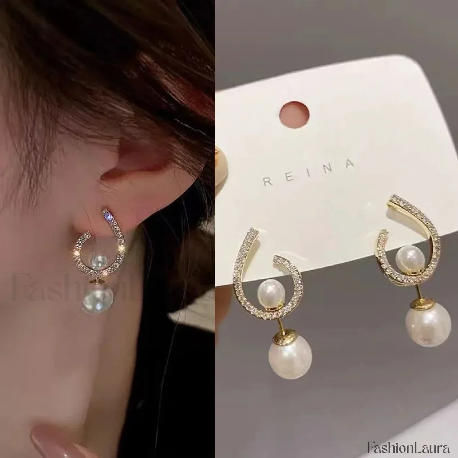 Bright Crystal Luxury Korean Unusual Claw Stud Irregular Pearl Earring